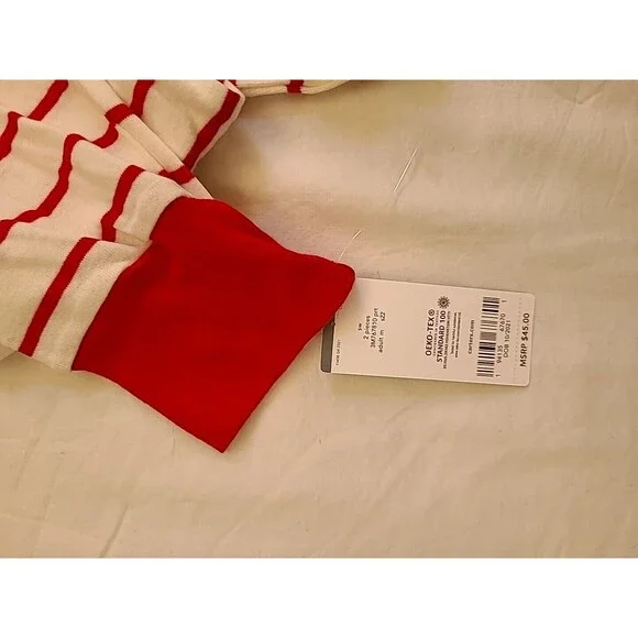 NWT Adult Carters Christmas Pajamas Pjs 2 pc White Red Medium Loungewear - Picture 10 of 11